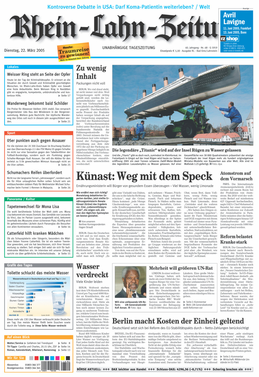 Rhein-Lahn-Zeitung vom Dienstag, 22.03.2005