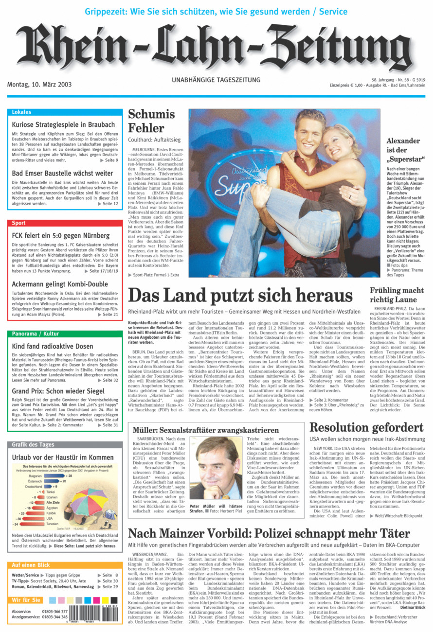 Rhein-Lahn-Zeitung vom Montag, 10.03.2003