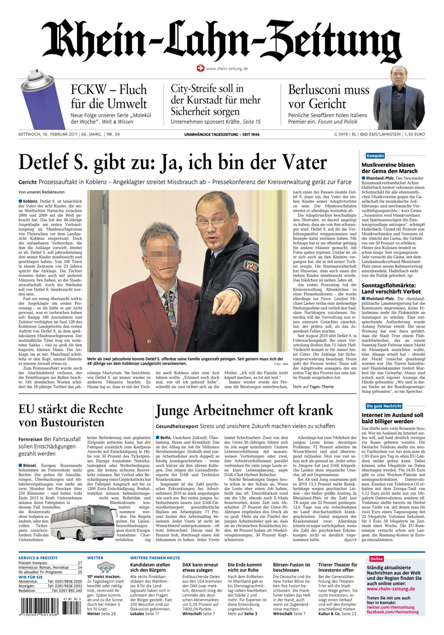 Rhein-Lahn-Zeitung vom Mittwoch, 16.02.2011