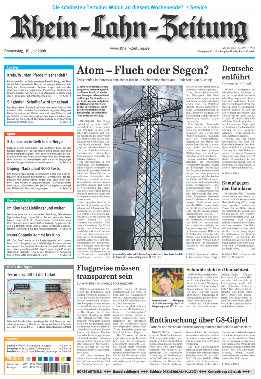 Rhein-Lahn-Zeitung vom Donnerstag, 10.07.2008