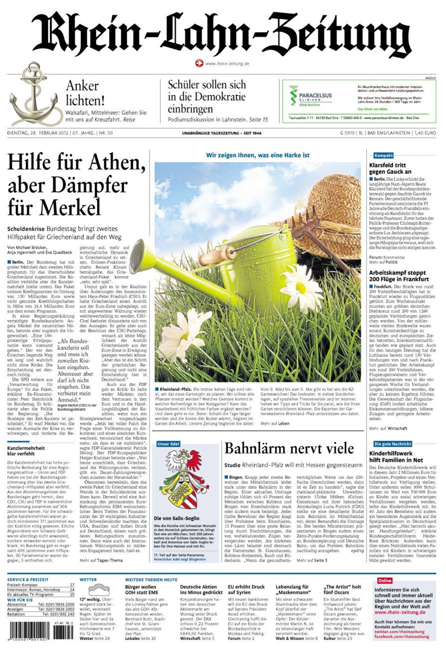 Rhein-Lahn-Zeitung vom Dienstag, 28.02.2012