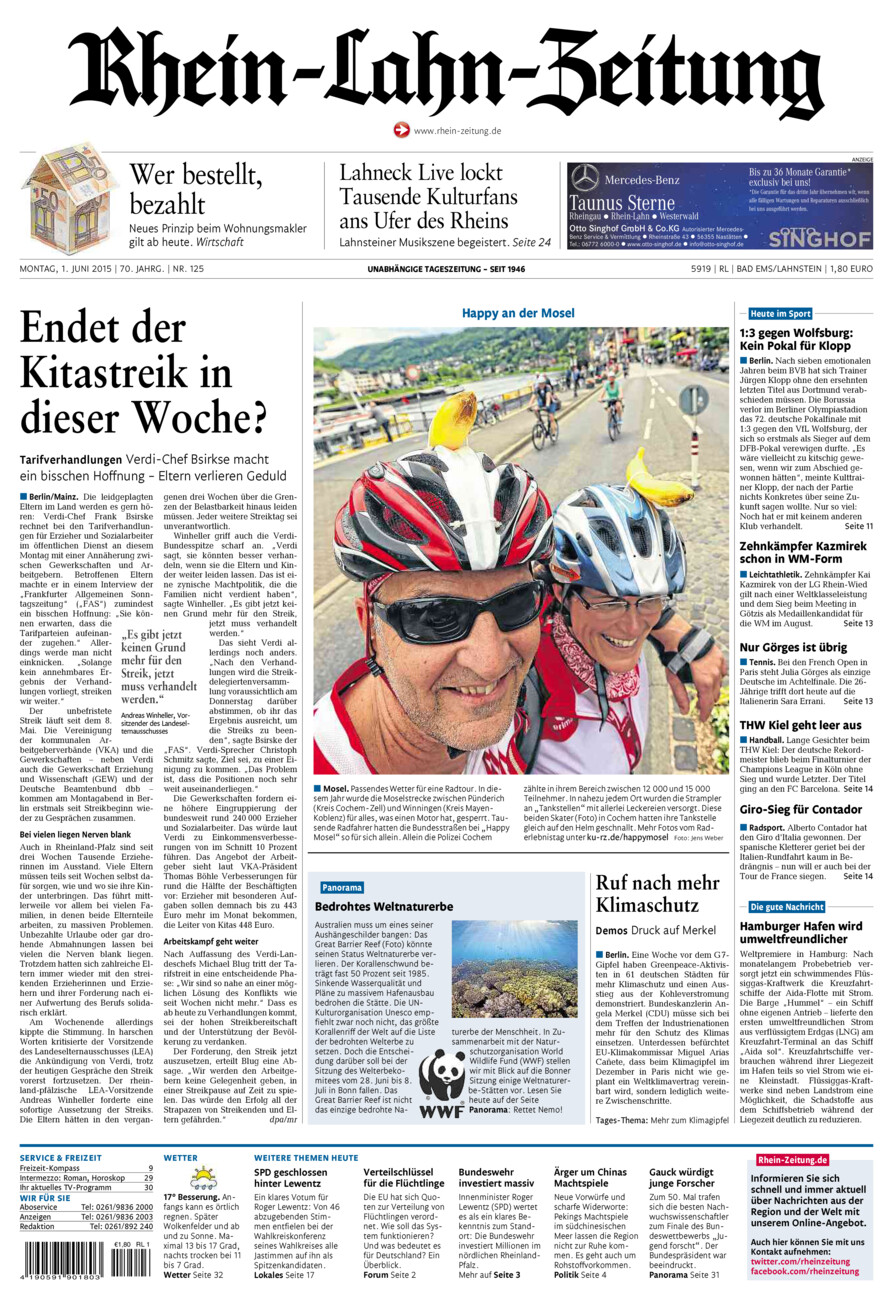 Rhein-Lahn-Zeitung vom Montag, 01.06.2015