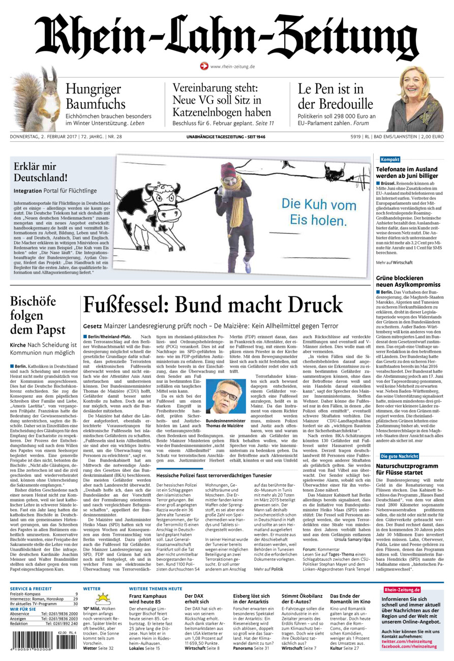 Rhein-Lahn-Zeitung vom Donnerstag, 02.02.2017