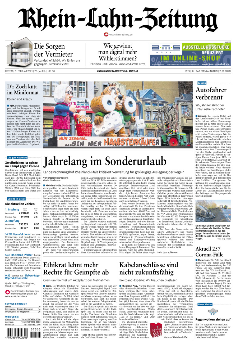 Rhein-Lahn-Zeitung vom Freitag, 05.02.2021