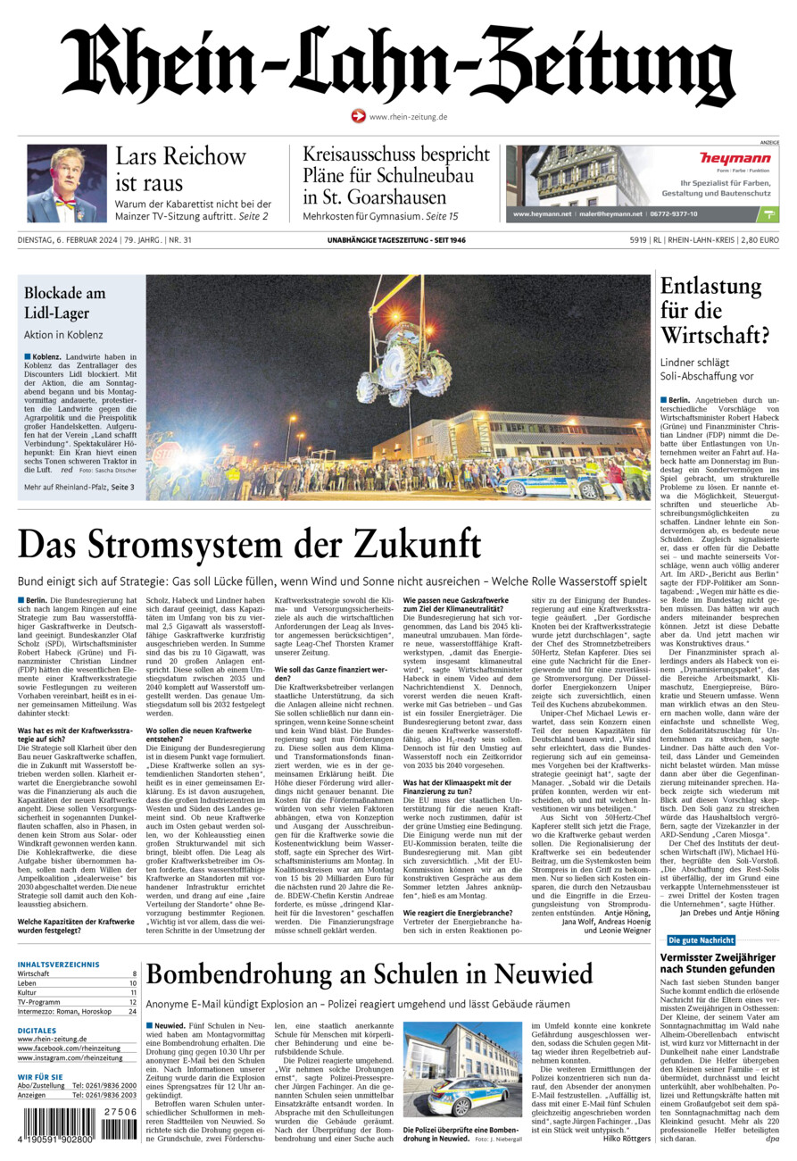 Rhein-Lahn-Zeitung vom Dienstag, 06.02.2024