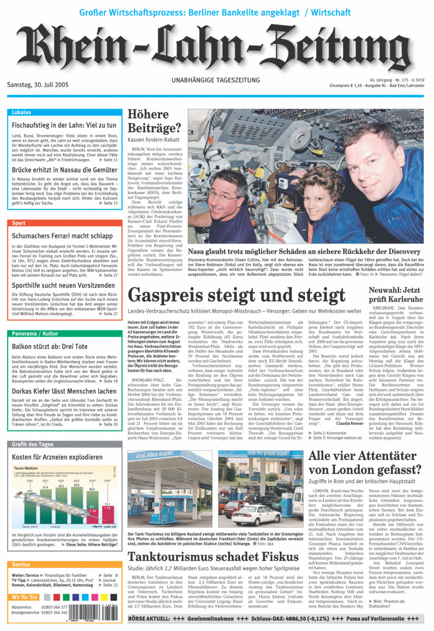 Rhein-Lahn-Zeitung vom Samstag, 30.07.2005