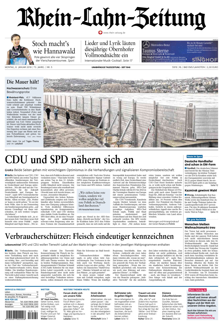 Rhein-Lahn-Zeitung vom Montag, 08.01.2018