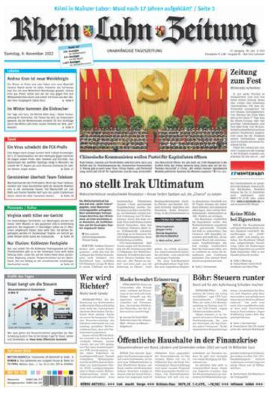 Rhein-Lahn-Zeitung vom Samstag, 09.11.2002