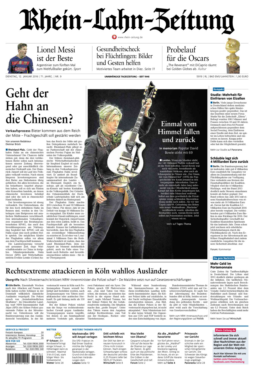 Rhein-Lahn-Zeitung vom Dienstag, 12.01.2016