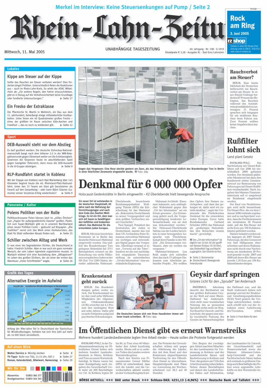 Rhein-Lahn-Zeitung vom Mittwoch, 11.05.2005
