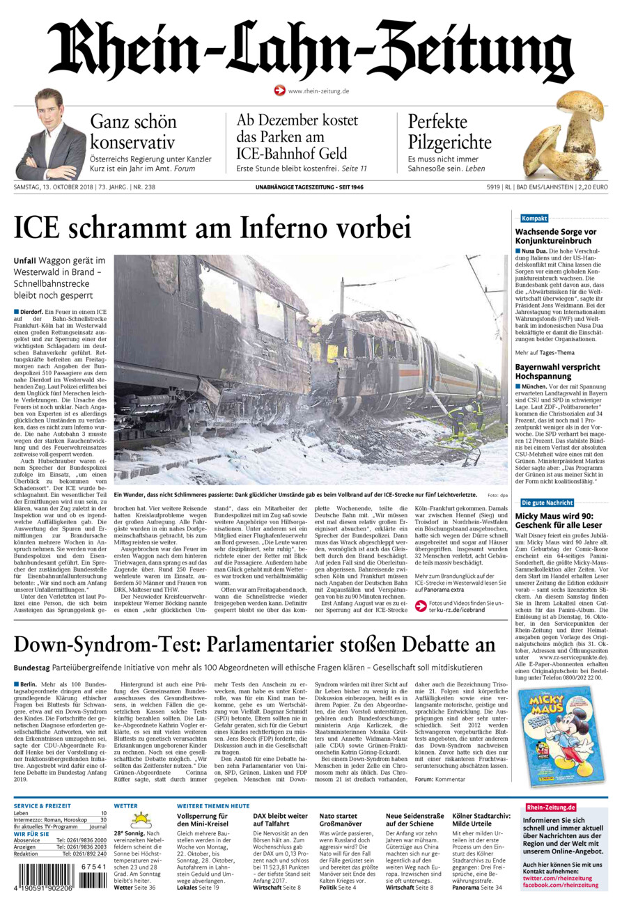 Rhein-Lahn-Zeitung vom Samstag, 13.10.2018