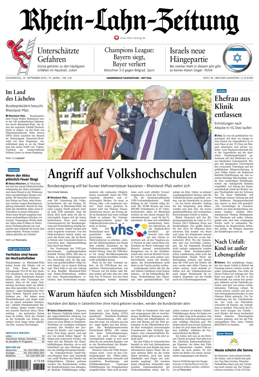 Rhein-Lahn-Zeitung vom Donnerstag, 19.09.2019