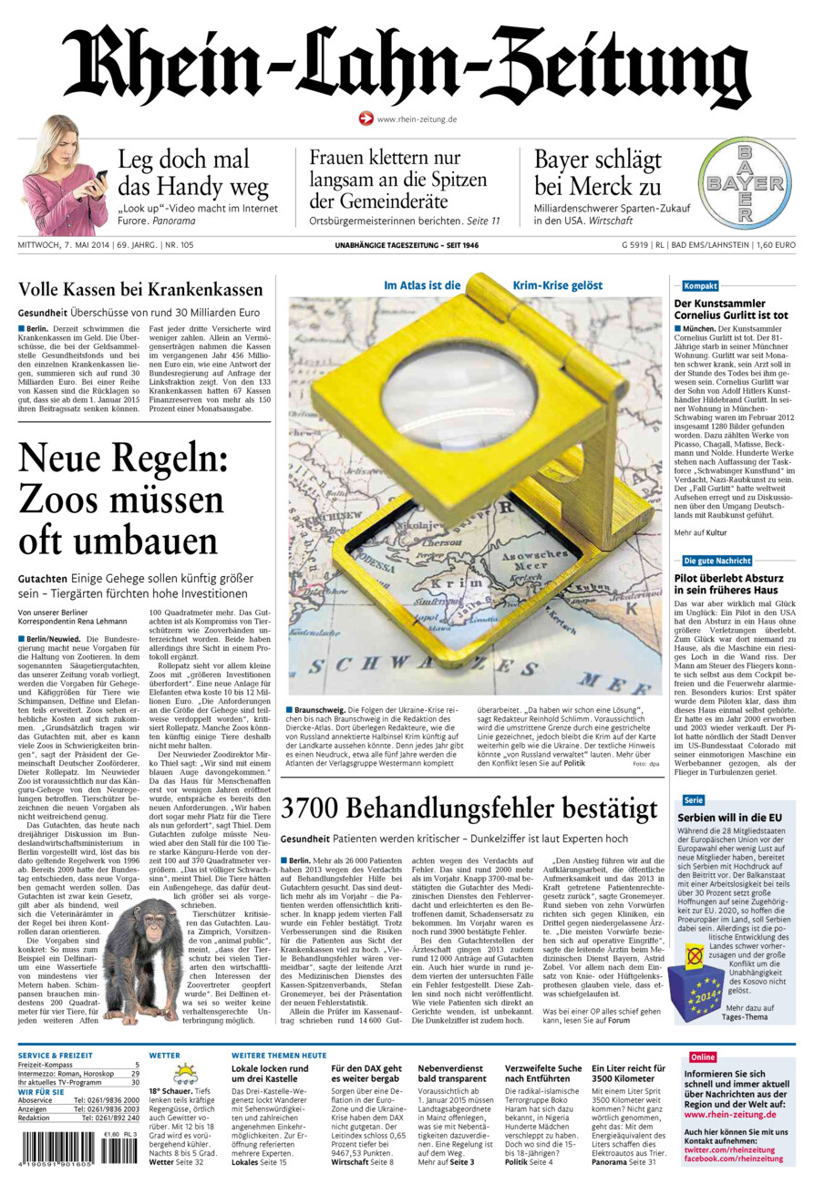 Rhein-Lahn-Zeitung vom Mittwoch, 07.05.2014