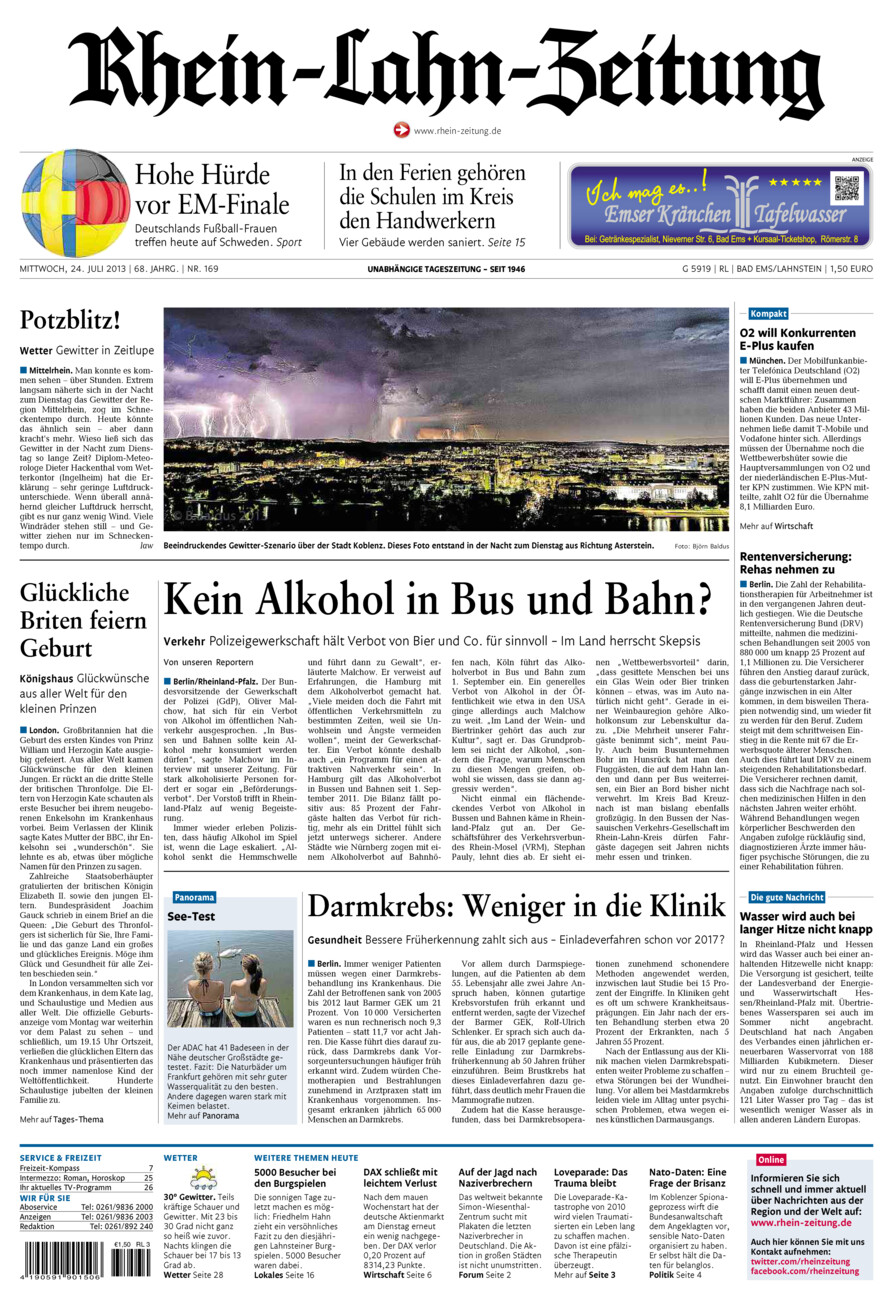 Rhein-Lahn-Zeitung vom Mittwoch, 24.07.2013