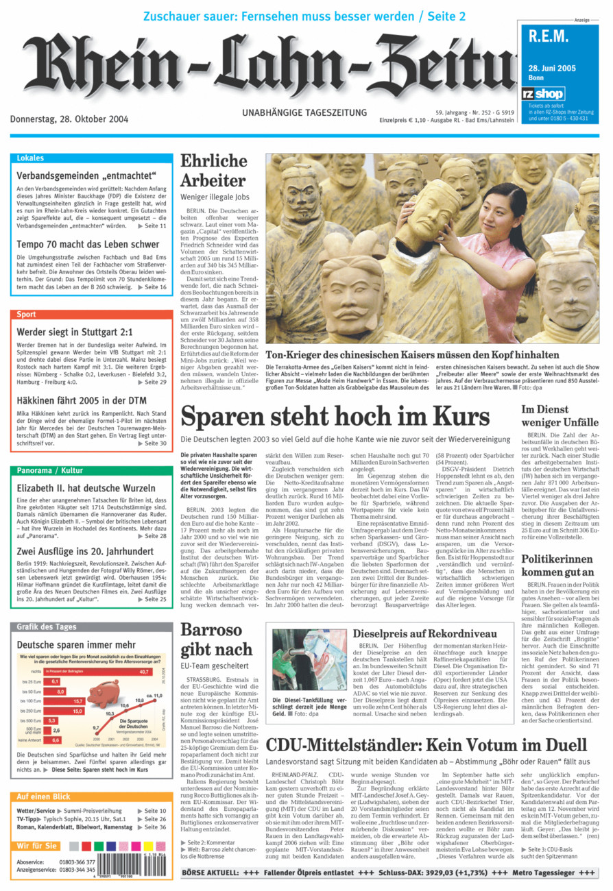 Rhein-Lahn-Zeitung vom Donnerstag, 28.10.2004