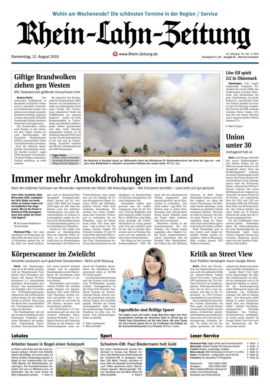 Rhein-Lahn-Zeitung vom Donnerstag, 12.08.2010