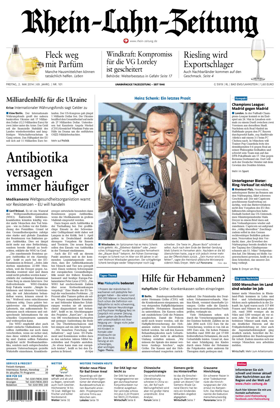 Rhein-Lahn-Zeitung vom Freitag, 02.05.2014