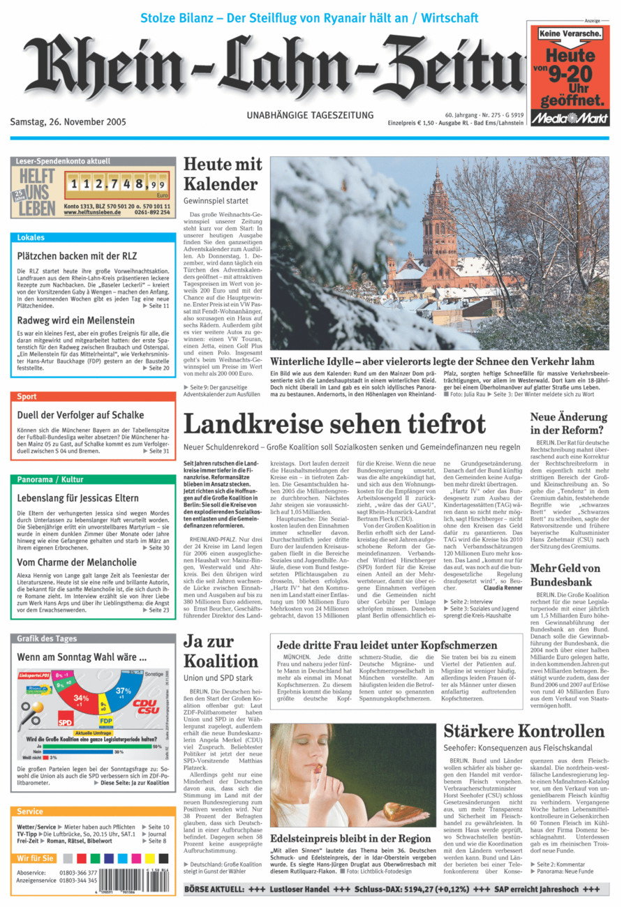 Rhein-Lahn-Zeitung vom Samstag, 26.11.2005