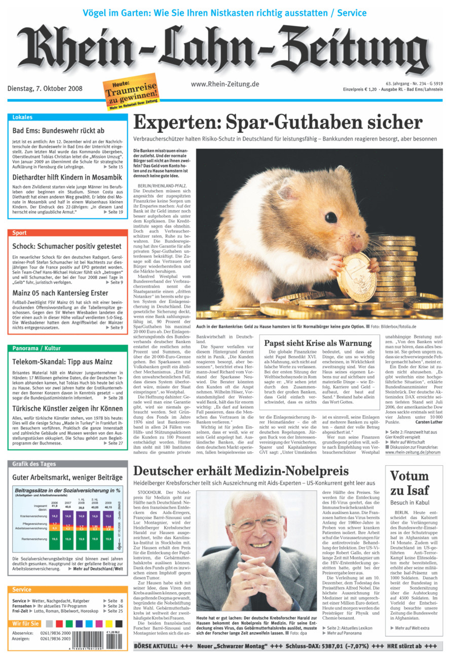 Rhein-Lahn-Zeitung vom Dienstag, 07.10.2008