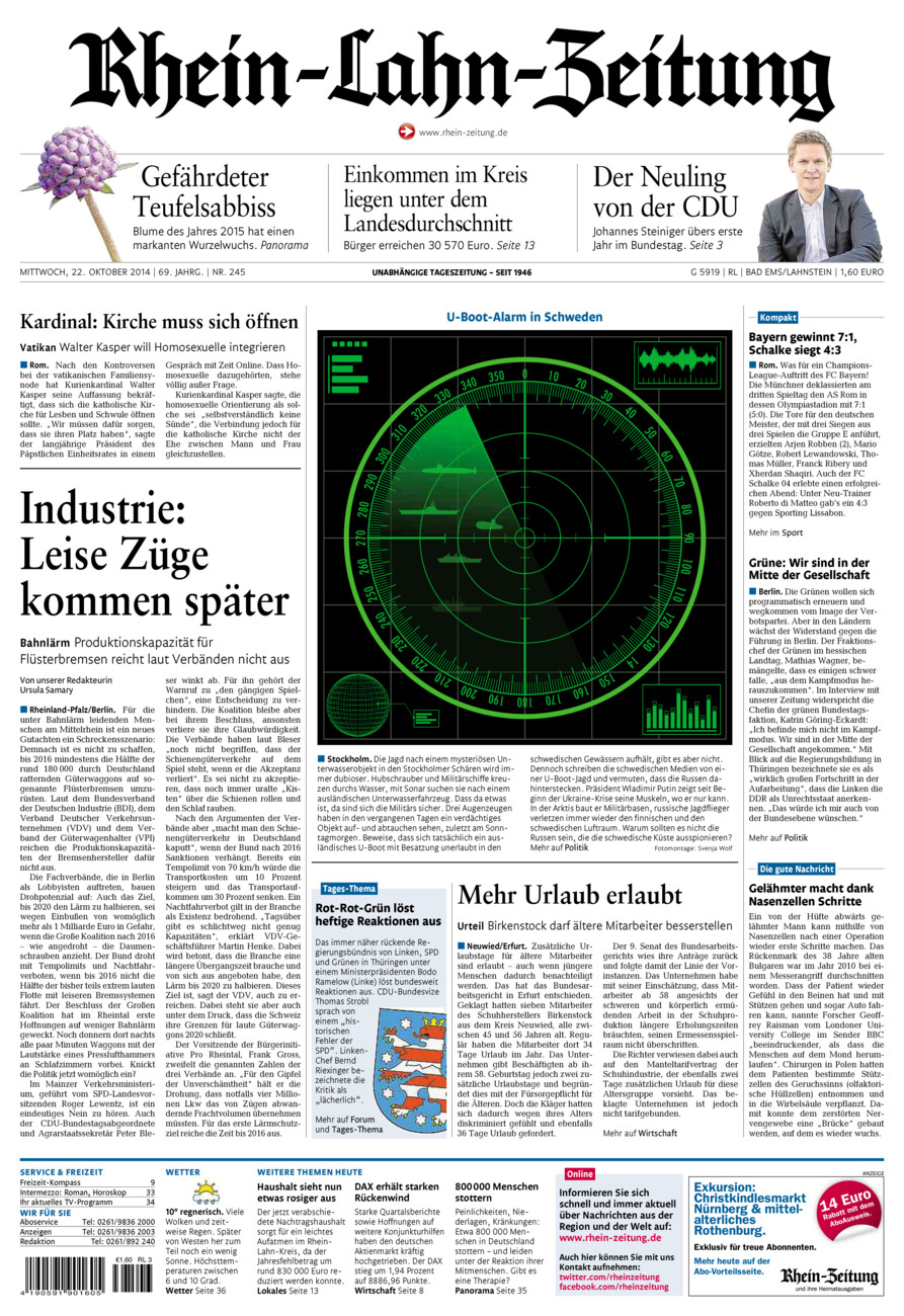 Rhein-Lahn-Zeitung vom Mittwoch, 22.10.2014