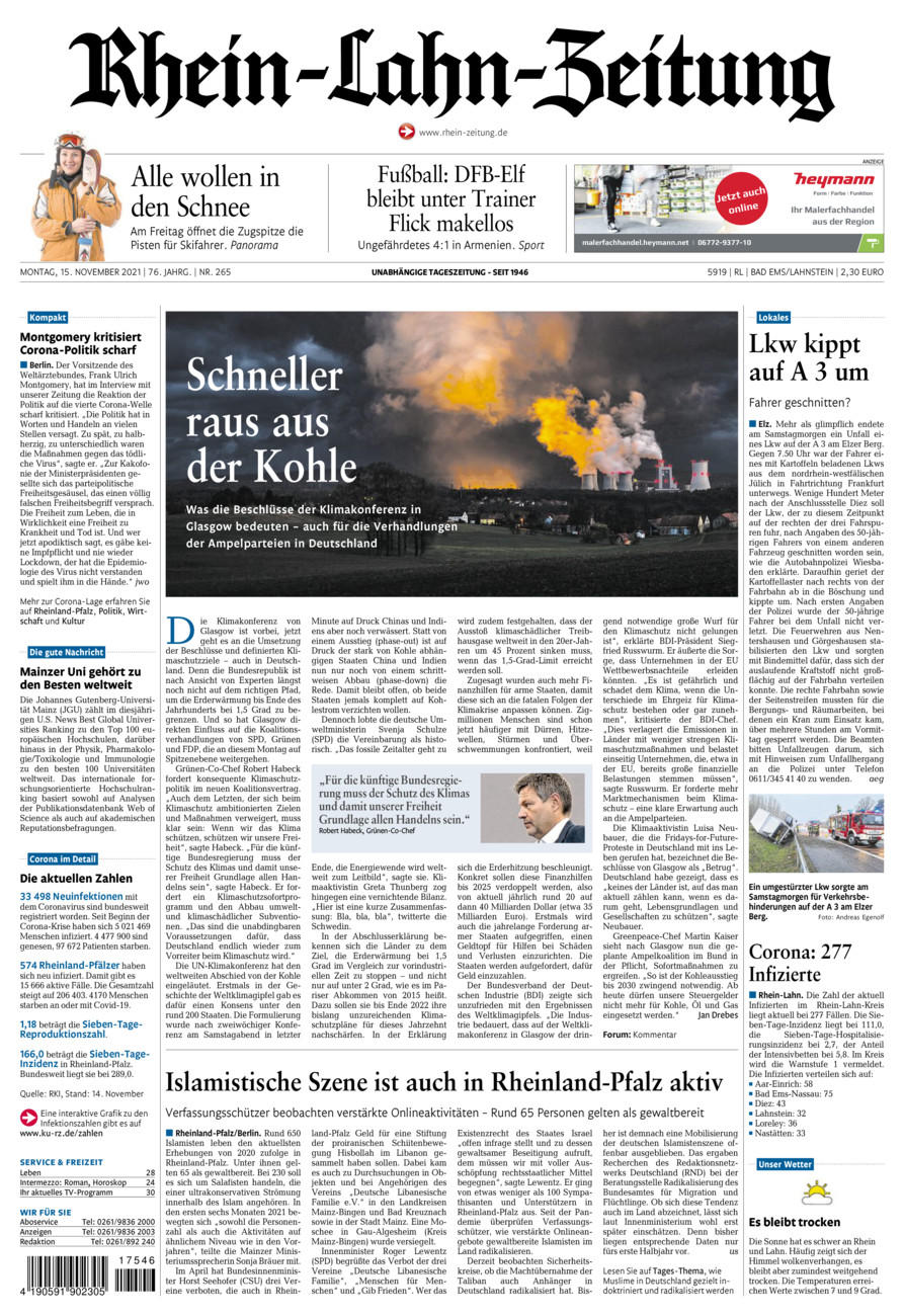Rhein-Lahn-Zeitung vom Montag, 15.11.2021