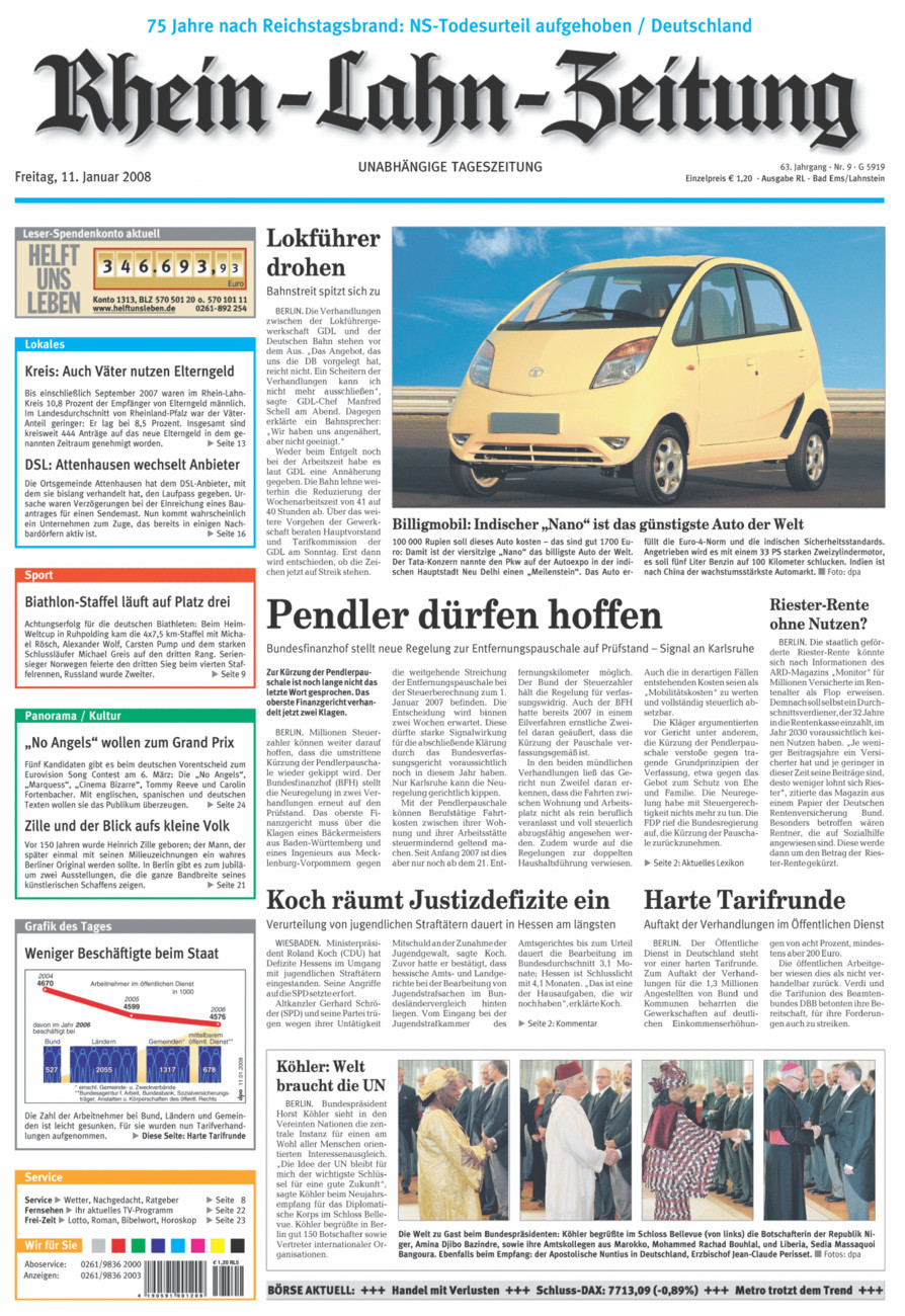 Rhein-Lahn-Zeitung vom Freitag, 11.01.2008