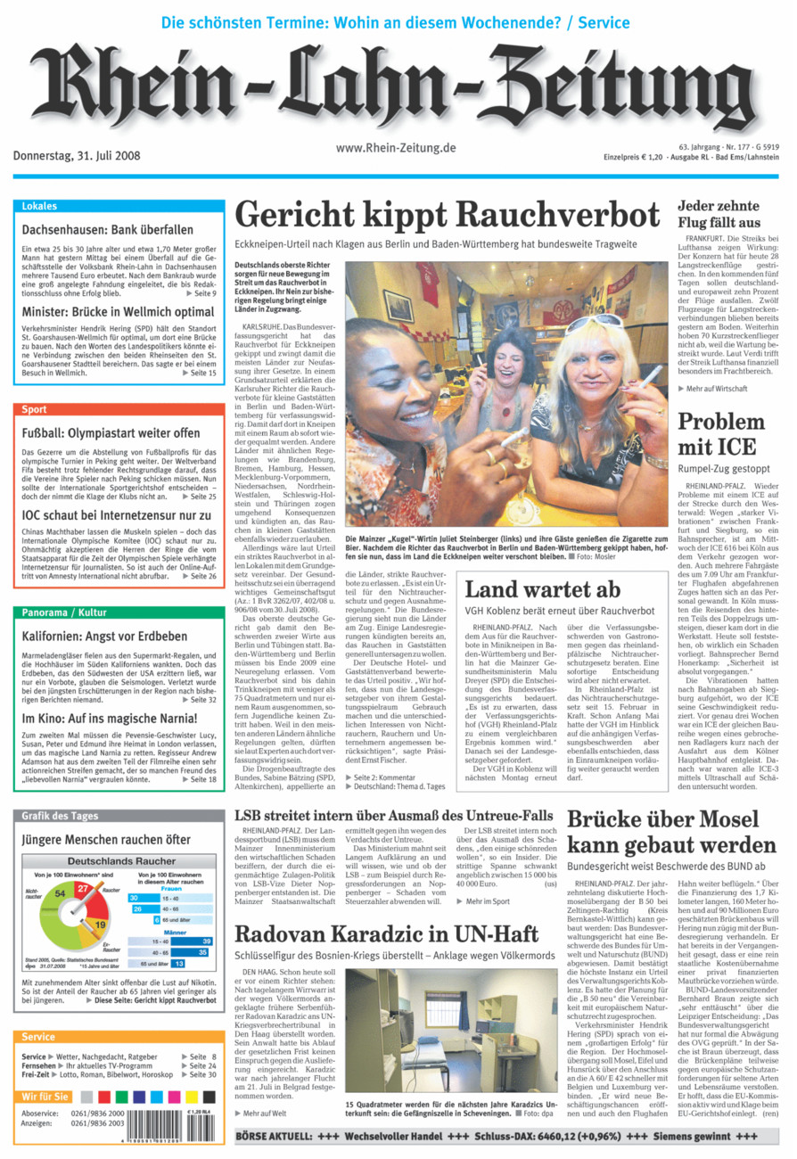 Rhein-Lahn-Zeitung vom Donnerstag, 31.07.2008