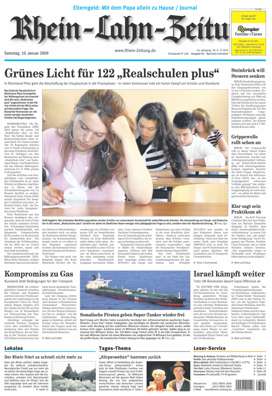 Rhein-Lahn-Zeitung vom Samstag, 10.01.2009