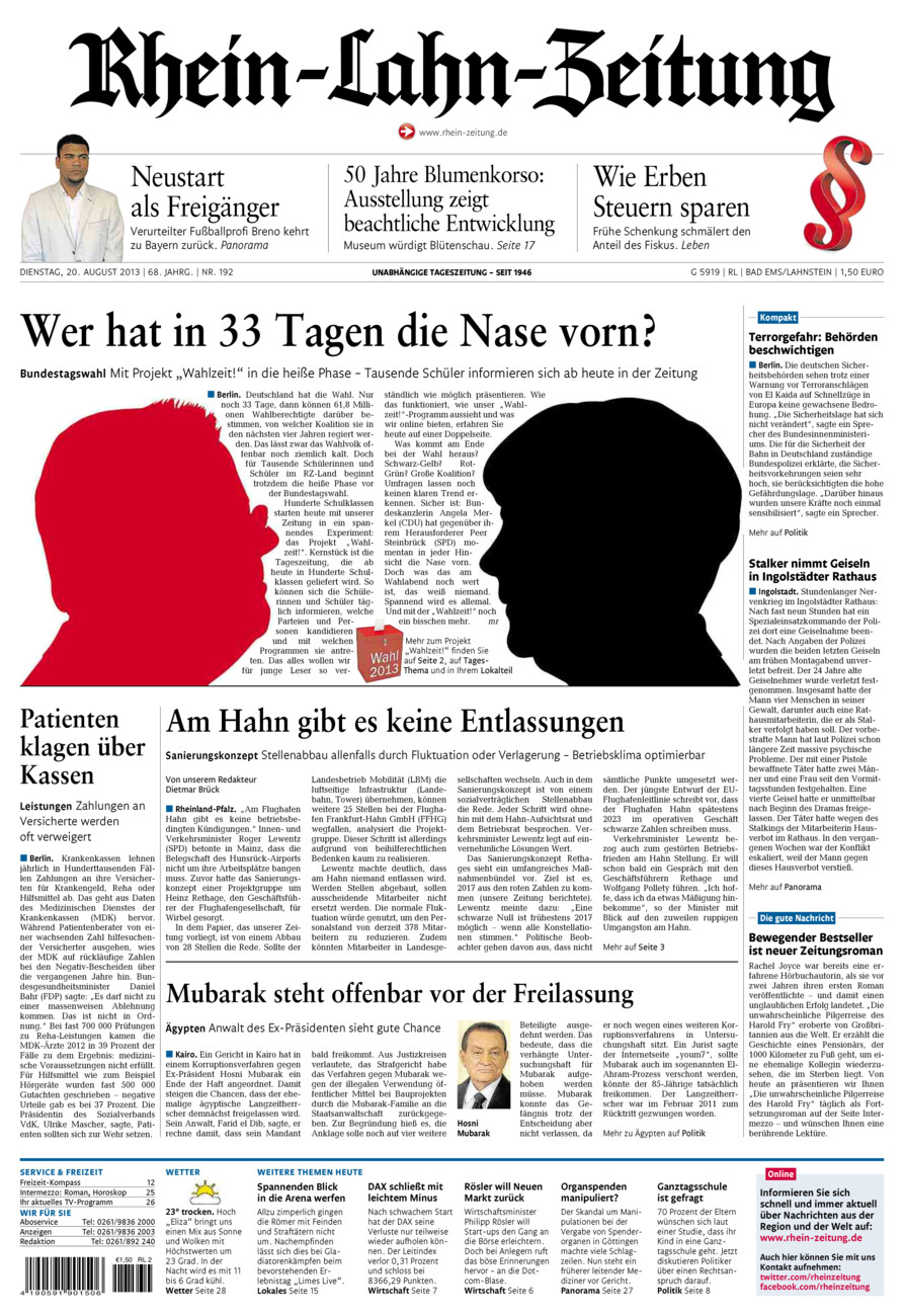 Rhein-Lahn-Zeitung vom Dienstag, 20.08.2013