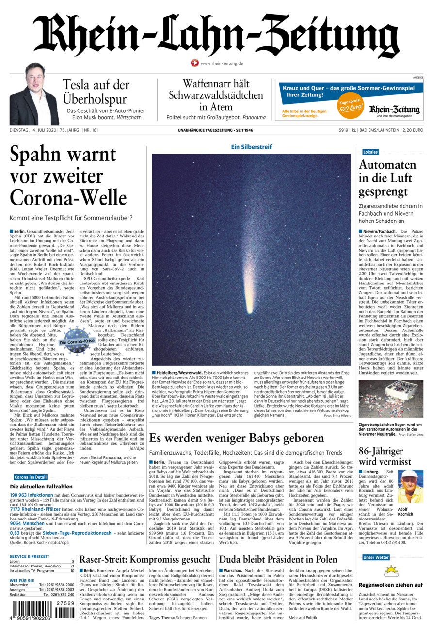 Rhein-Lahn-Zeitung vom Dienstag, 14.07.2020