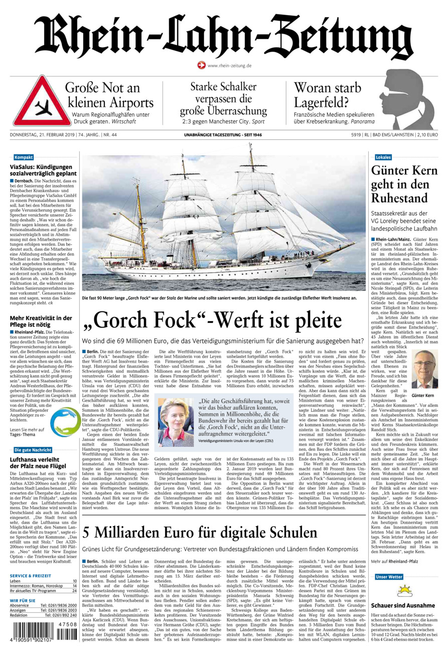 Rhein-Lahn-Zeitung vom Donnerstag, 21.02.2019