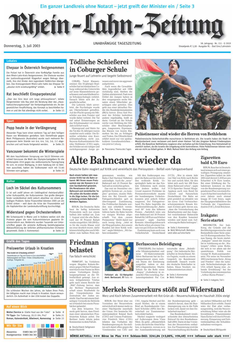 Rhein-Lahn-Zeitung vom Donnerstag, 03.07.2003