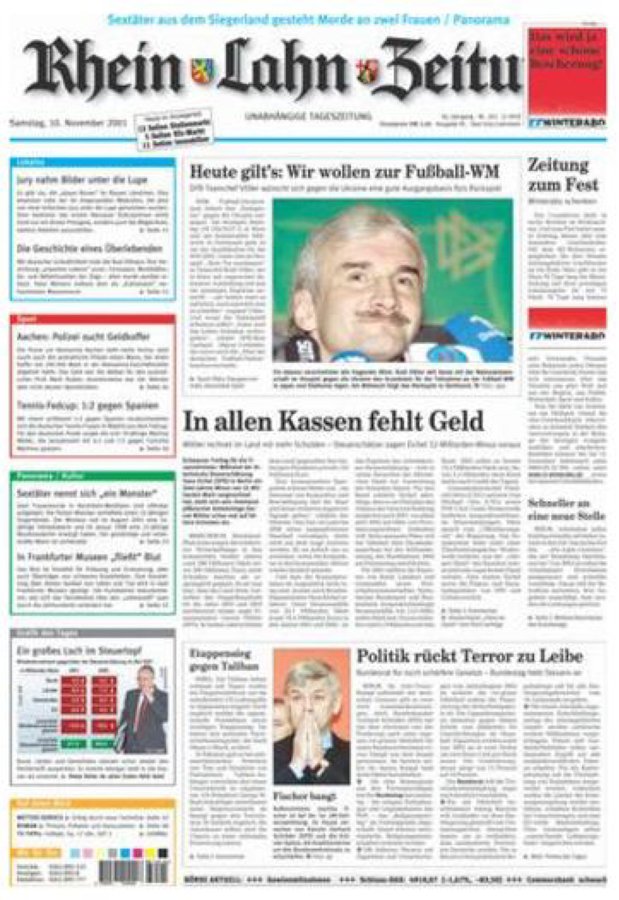 Rhein-Lahn-Zeitung vom Samstag, 10.11.2001