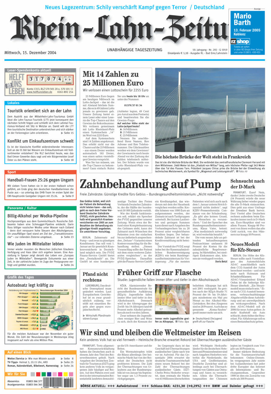 Rhein-Lahn-Zeitung vom Mittwoch, 15.12.2004