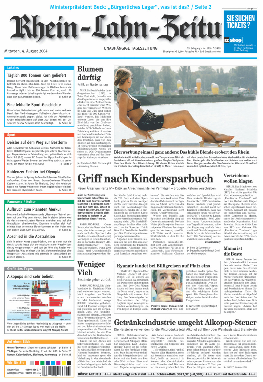 Rhein-Lahn-Zeitung vom Mittwoch, 04.08.2004