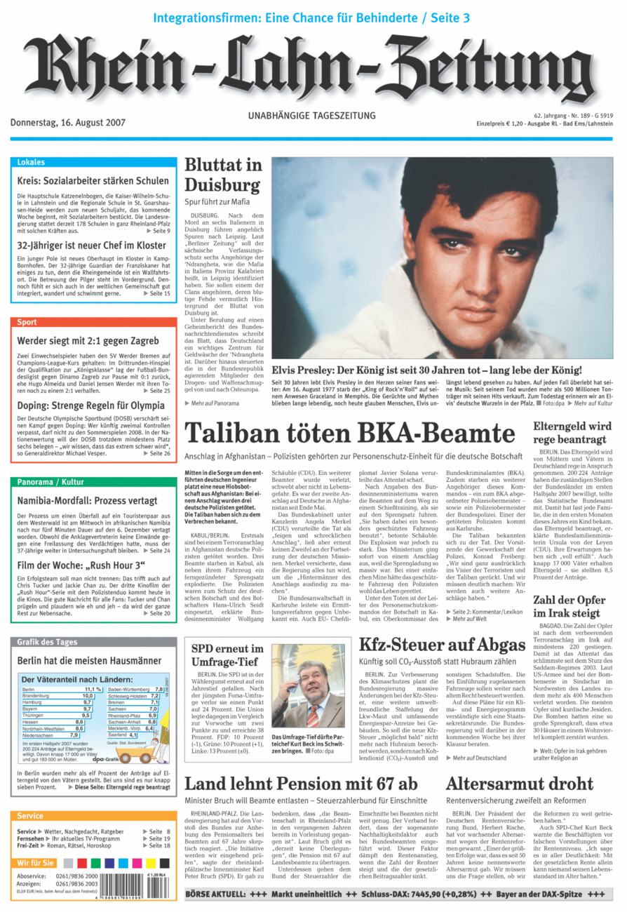 Rhein-Lahn-Zeitung vom Donnerstag, 16.08.2007