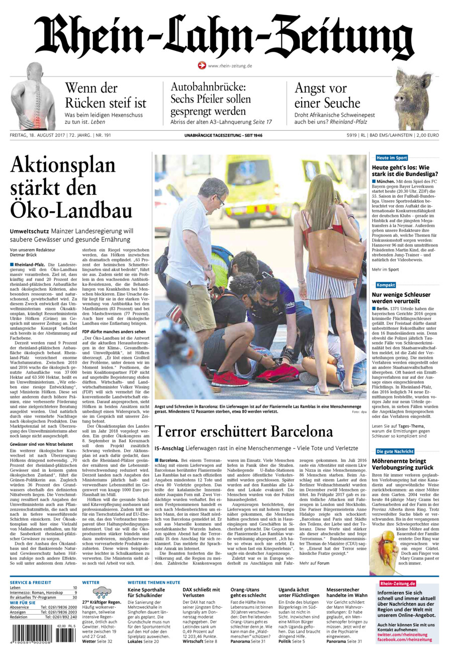 Rhein-Lahn-Zeitung vom Freitag, 18.08.2017