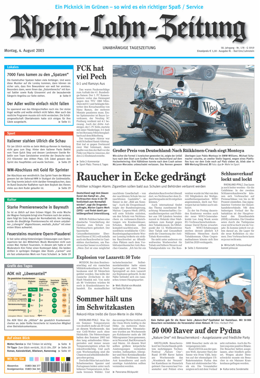 Rhein-Lahn-Zeitung vom Montag, 04.08.2003