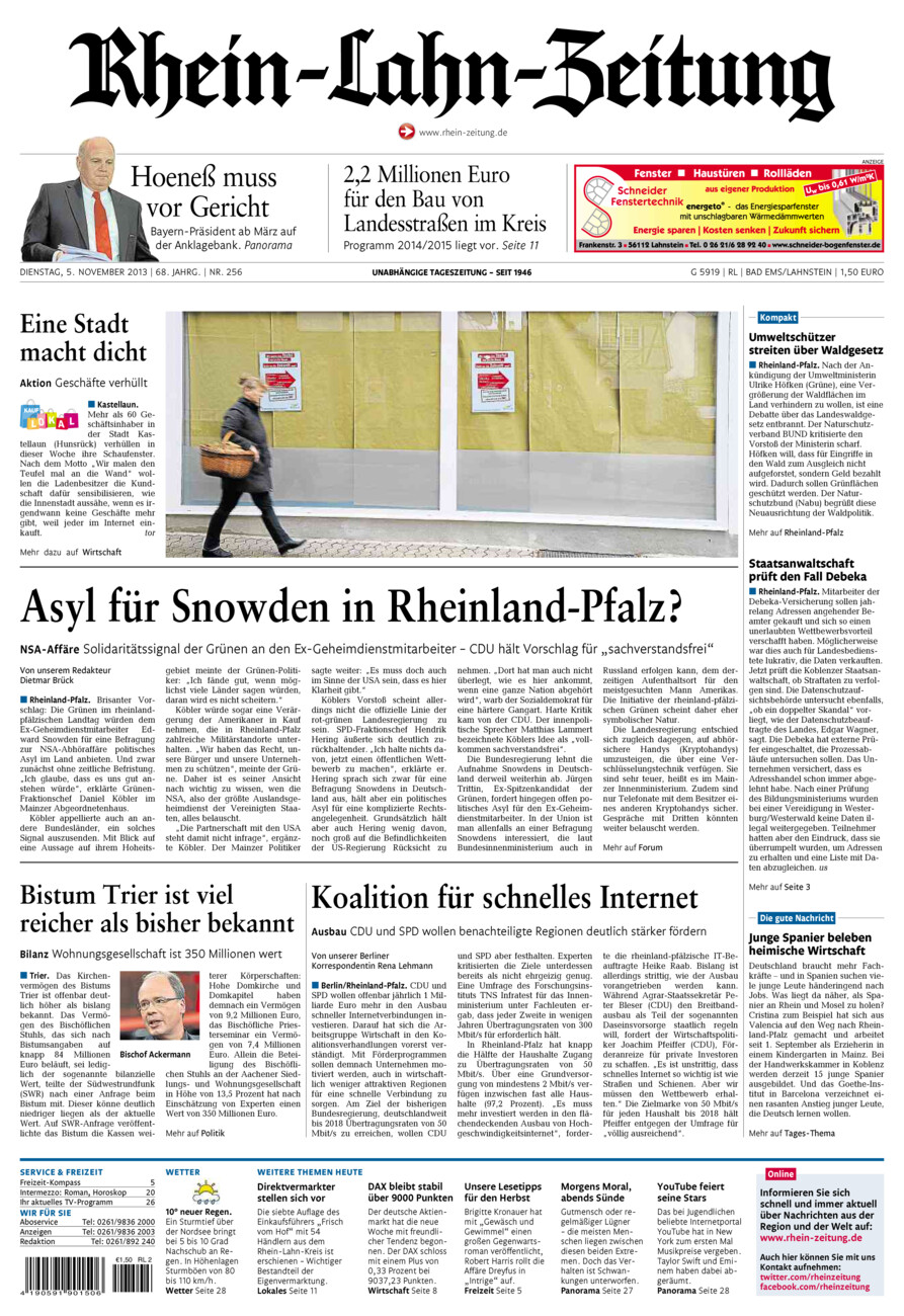 Rhein-Lahn-Zeitung vom Dienstag, 05.11.2013