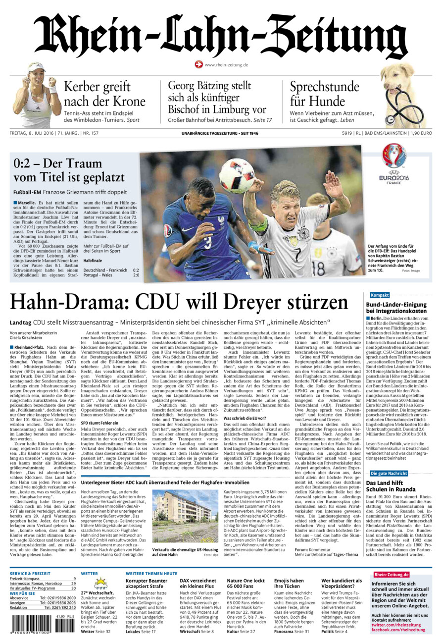 Rhein-Lahn-Zeitung vom Freitag, 08.07.2016