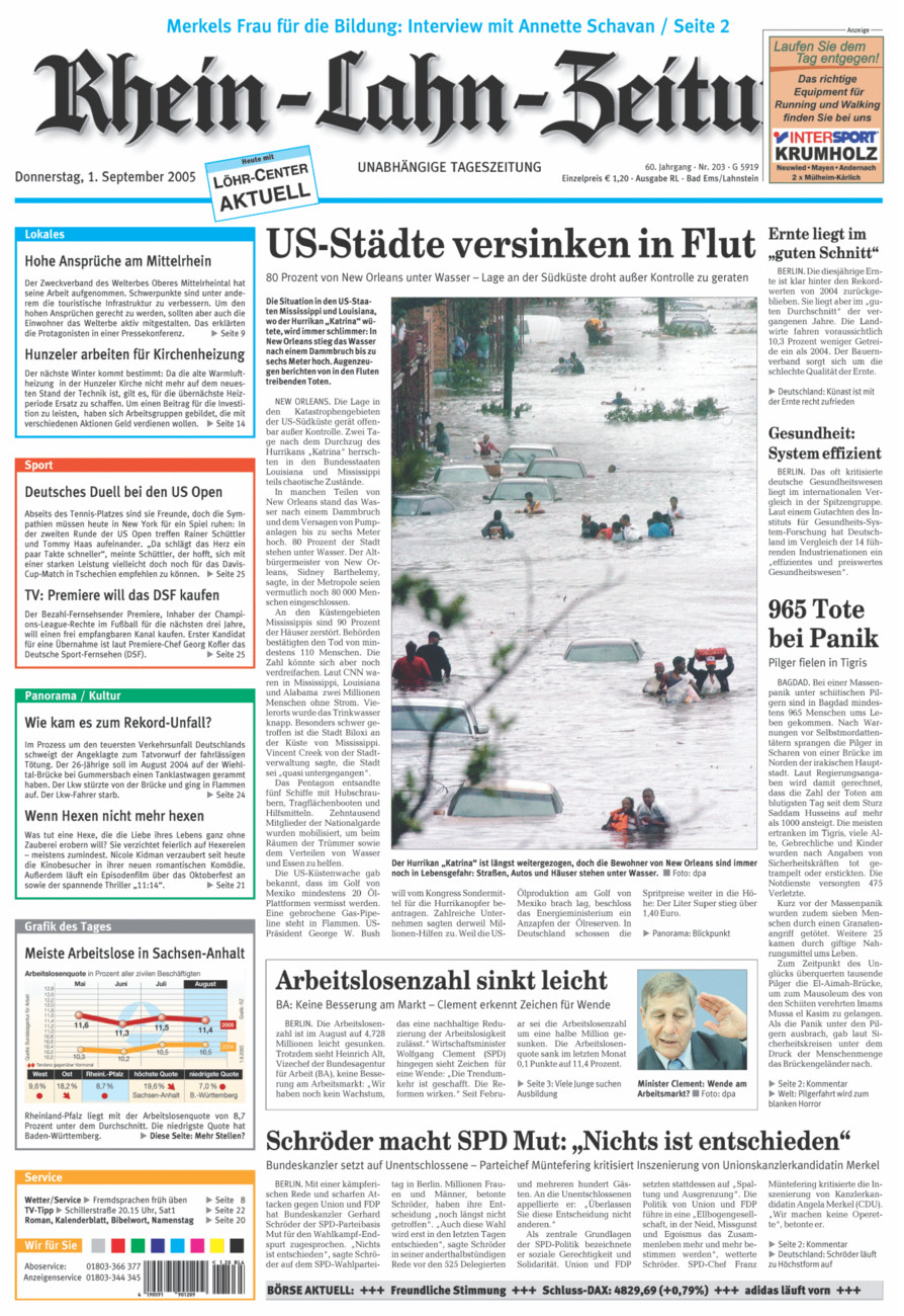 Rhein-Lahn-Zeitung vom Donnerstag, 01.09.2005