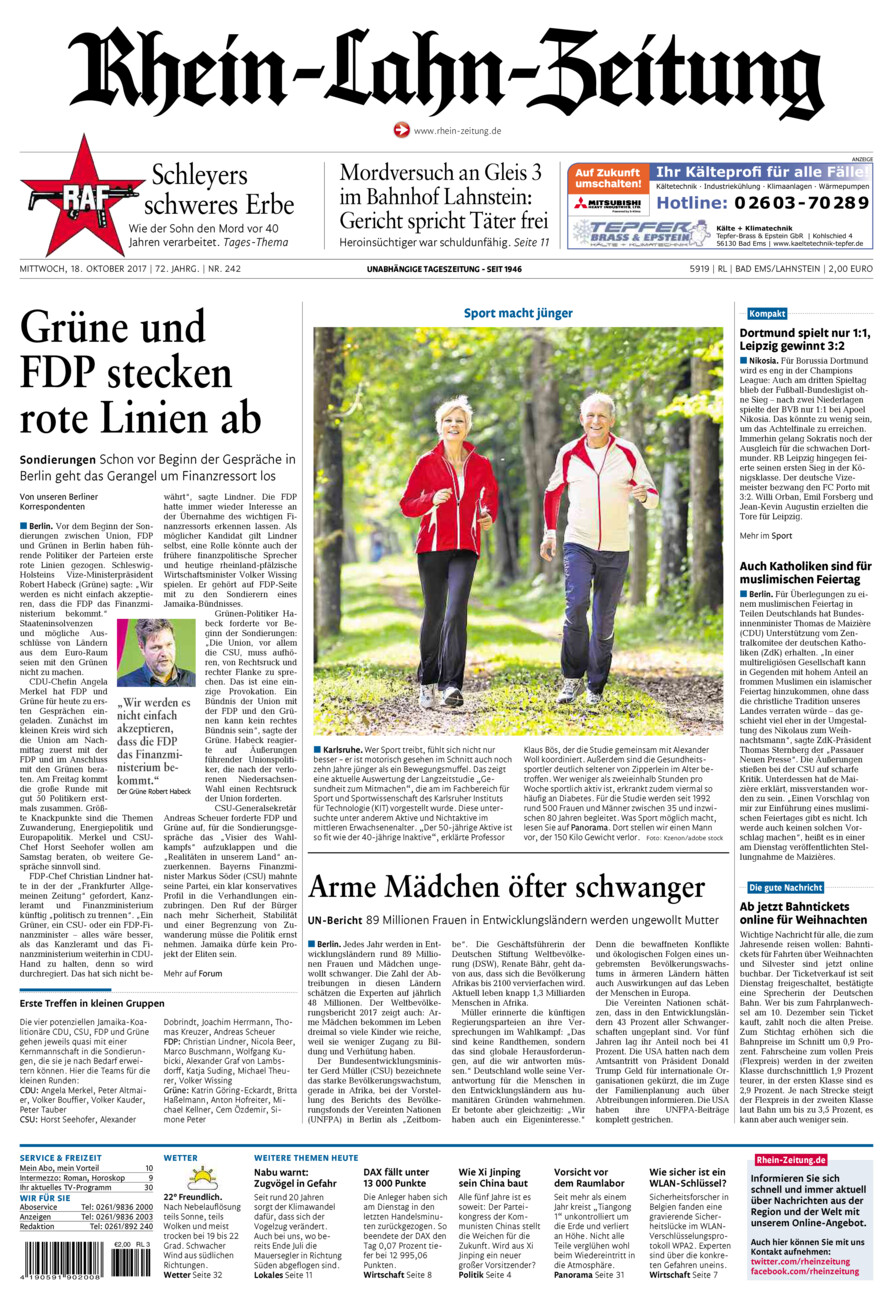 Rhein-Lahn-Zeitung vom Mittwoch, 18.10.2017