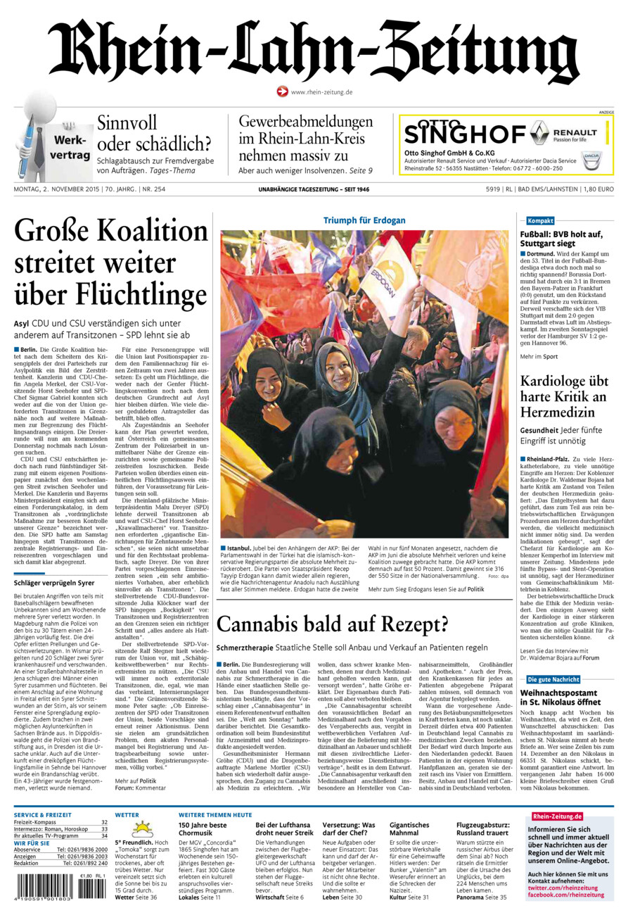 Rhein-Lahn-Zeitung vom Montag, 02.11.2015
