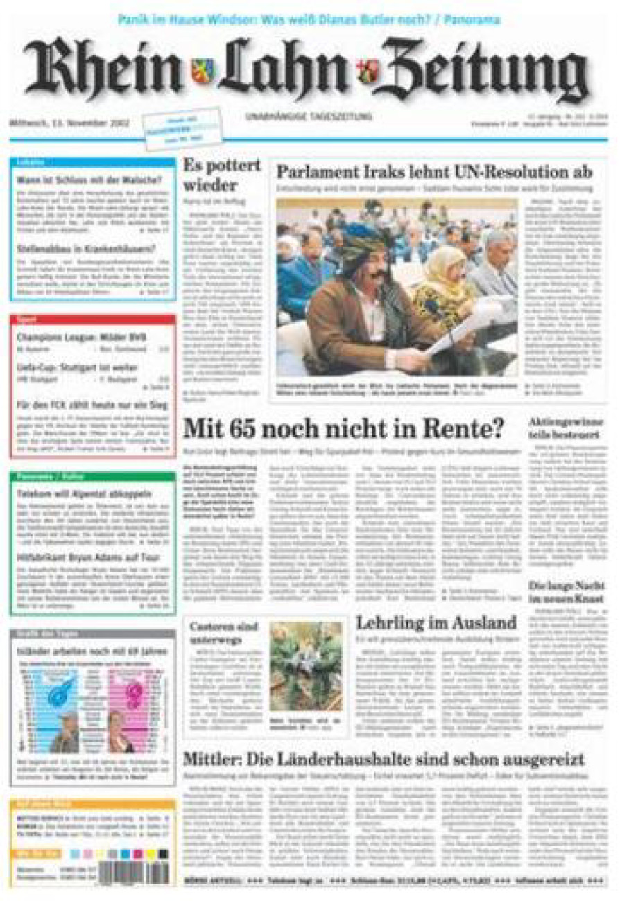 Rhein-Lahn-Zeitung vom Mittwoch, 13.11.2002