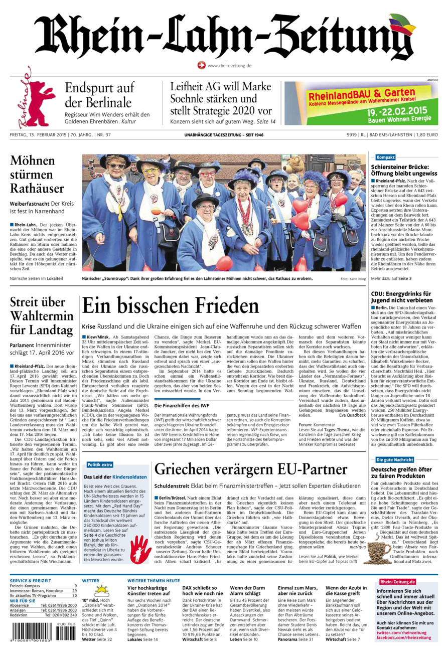 Rhein-Lahn-Zeitung vom Freitag, 13.02.2015