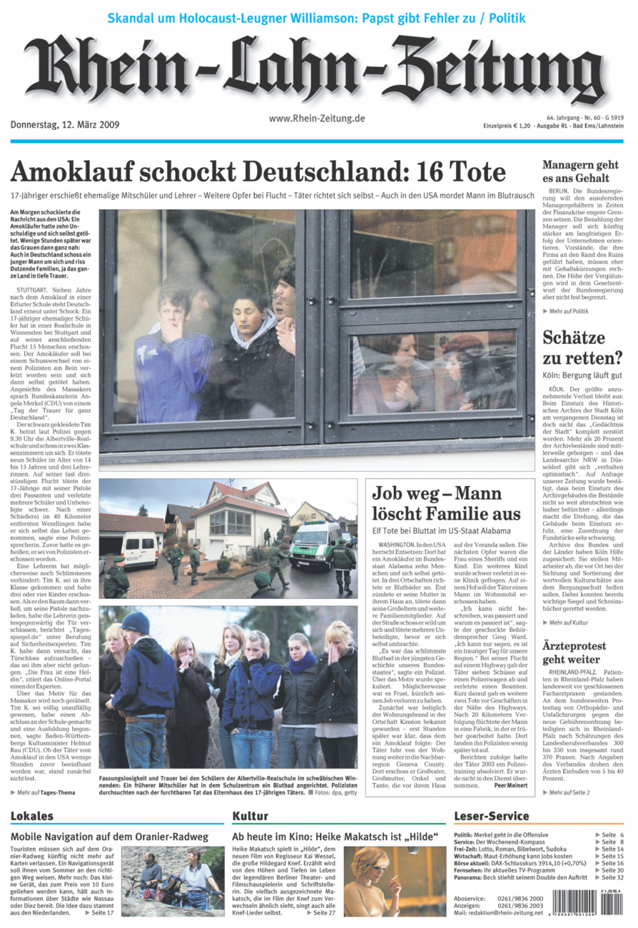 Rhein-Lahn-Zeitung vom Donnerstag, 12.03.2009
