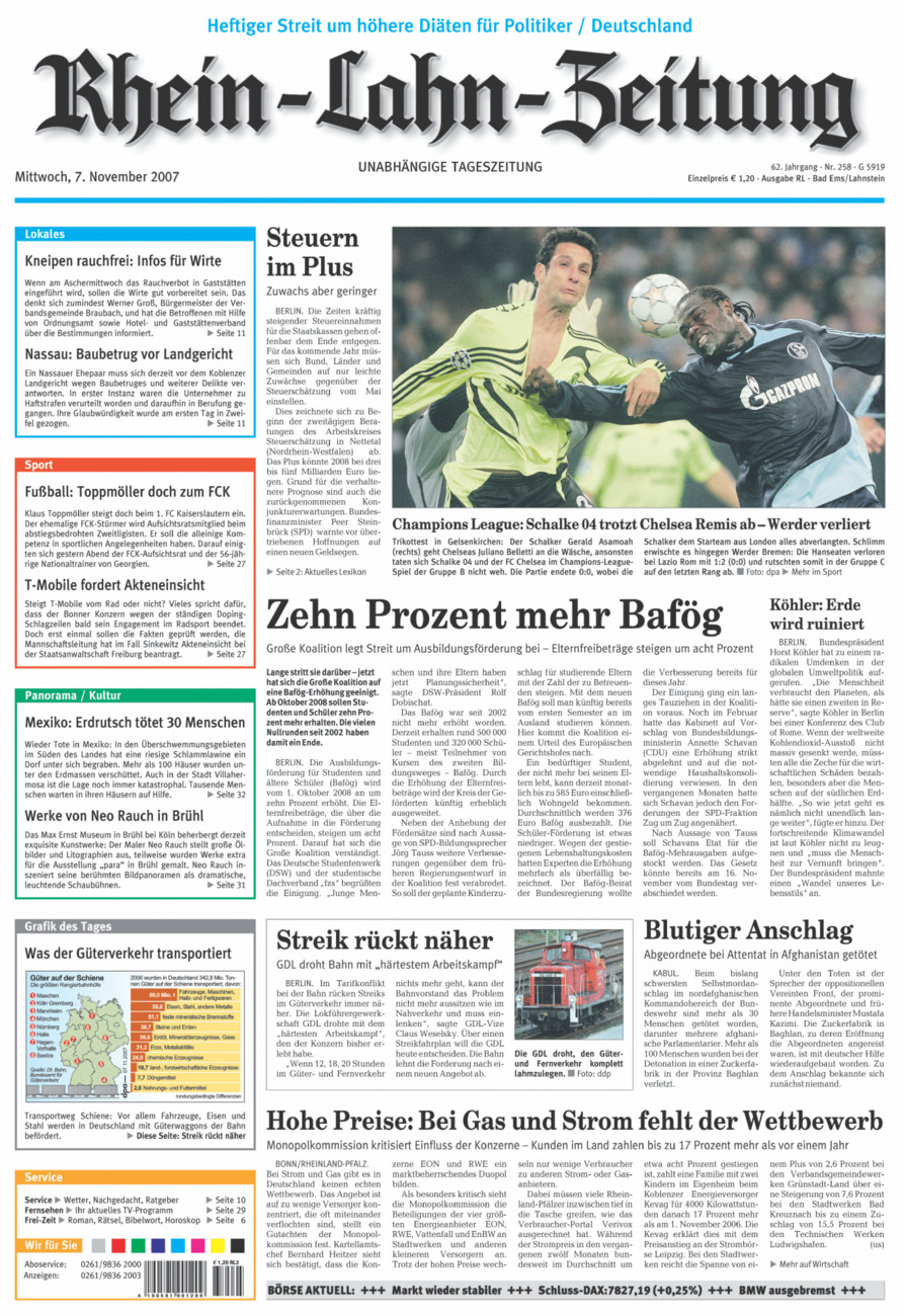 Rhein-Lahn-Zeitung vom Mittwoch, 07.11.2007