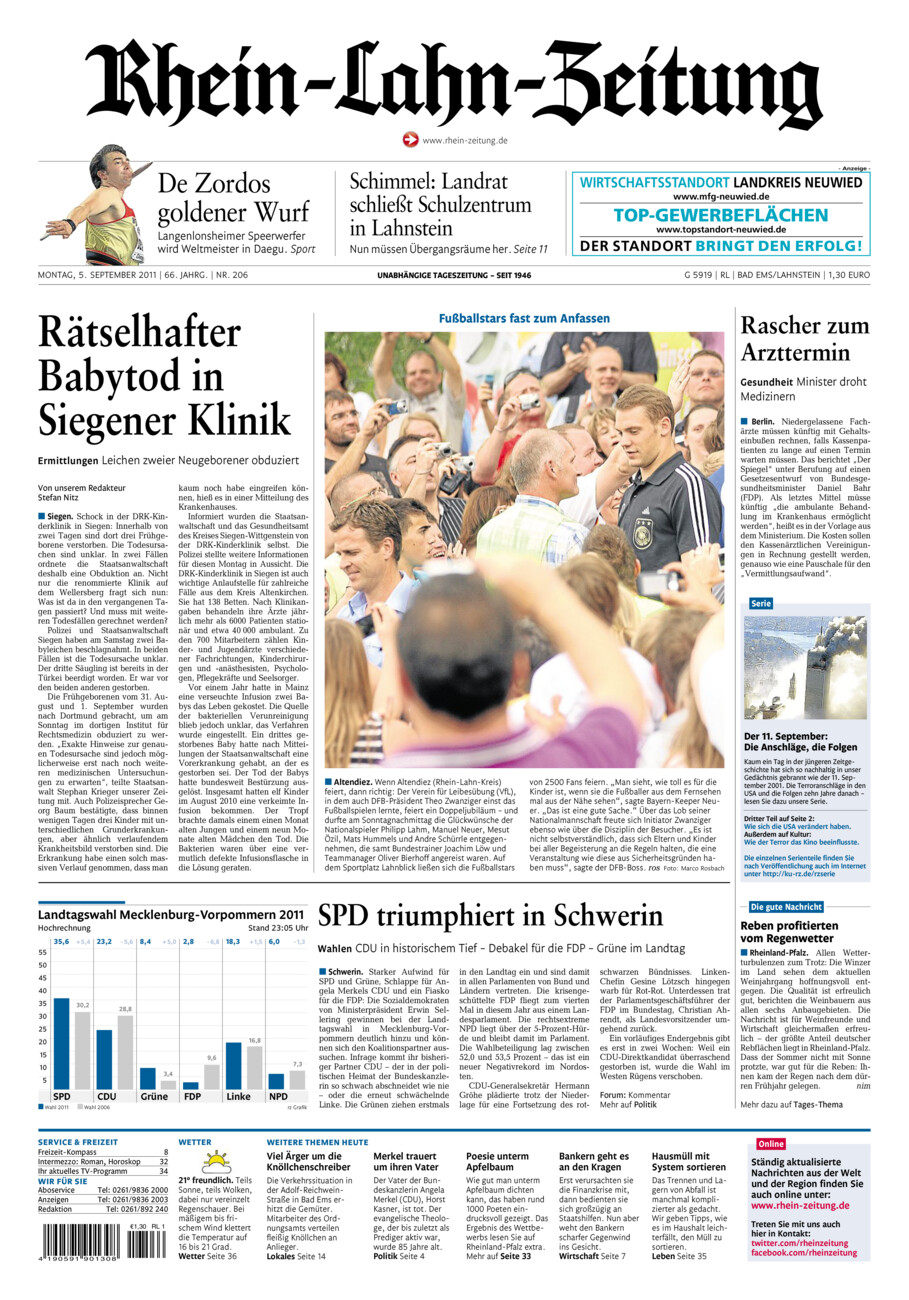 Rhein-Lahn-Zeitung vom Montag, 05.09.2011