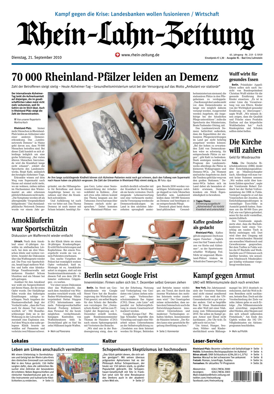 Rhein-Lahn-Zeitung vom Dienstag, 21.09.2010