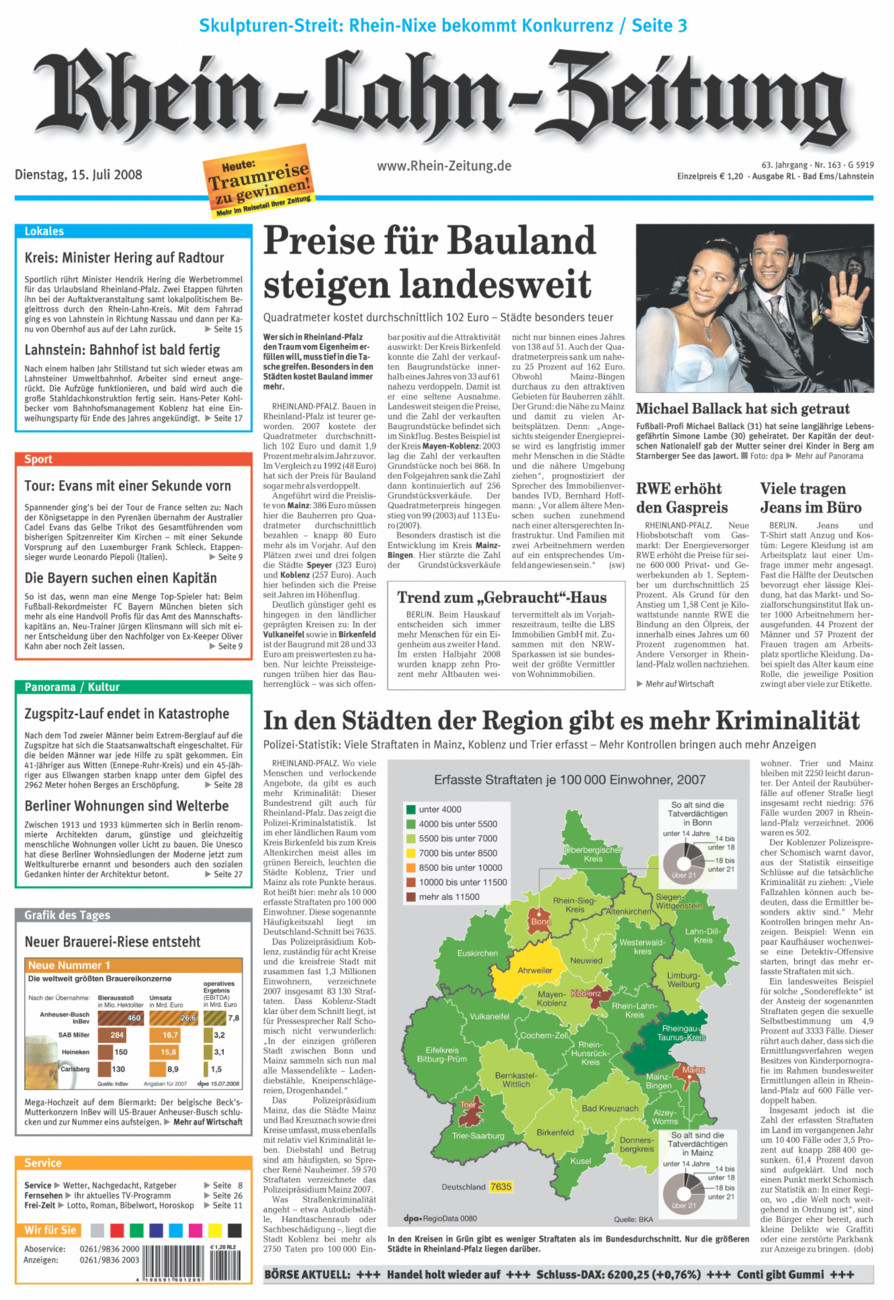 Rhein-Lahn-Zeitung vom Dienstag, 15.07.2008